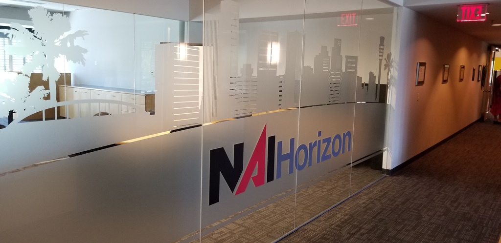 Etched Glass Vinyl Skyline Graphics in Phoenix AZ