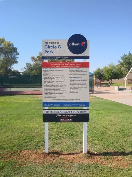 Rules and Regulation Signs for Circle G Park in Gilbert AZ
