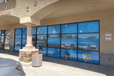 perforated vinyl window graphics in queen creek az