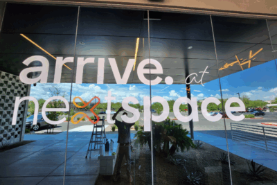 Brand Building With Entrance Vinyl Window Letters in Scottsdale, AZ